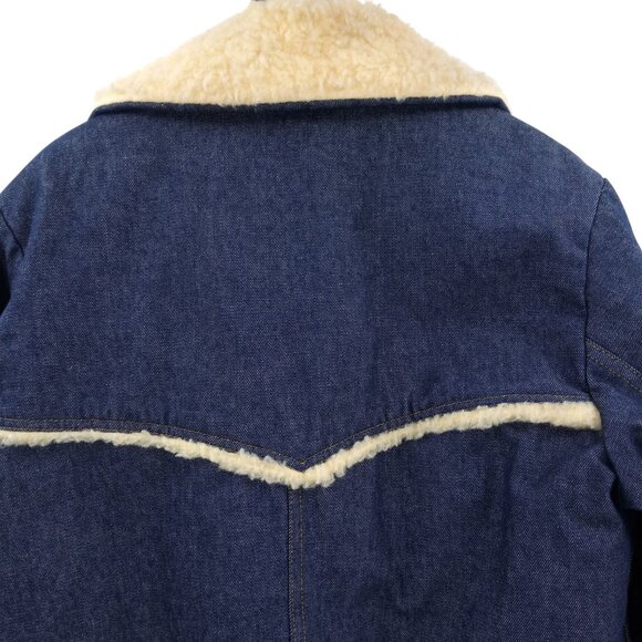 Vintage Sears Roebucks Denim Chore Coat Size 44 T 70s Sherpa Rancher Western - Picture 11 of 15